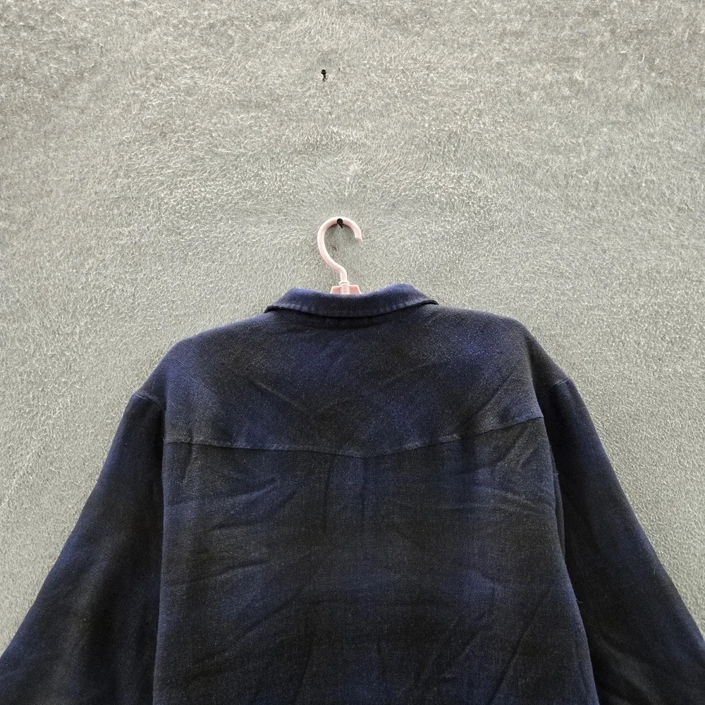 VINTAGE Quiksilver Men Jacket XL/TG Navy Wool Blend Fleece Flannel Lined READ